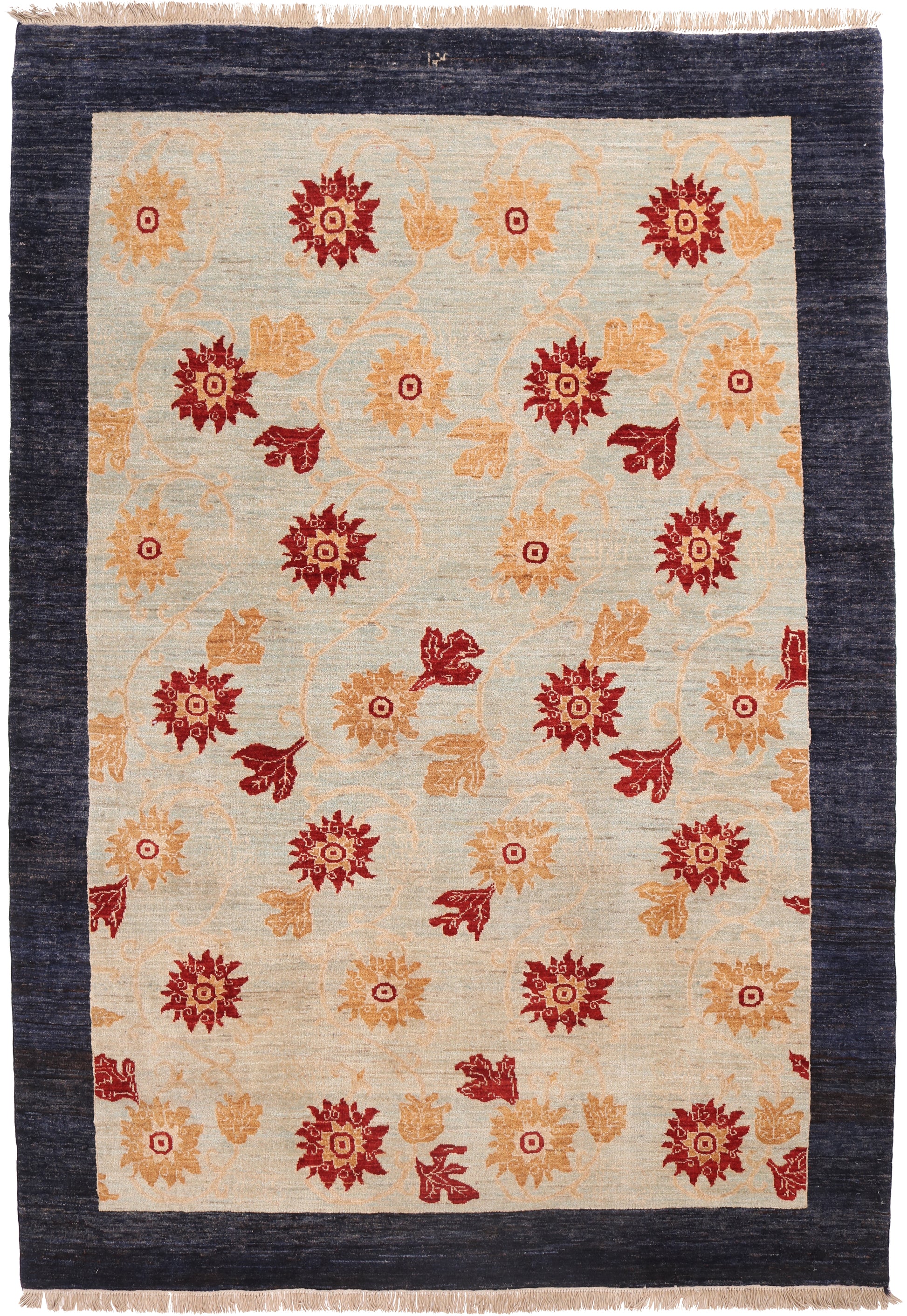 Decorative rug with floral pattern on a plain background