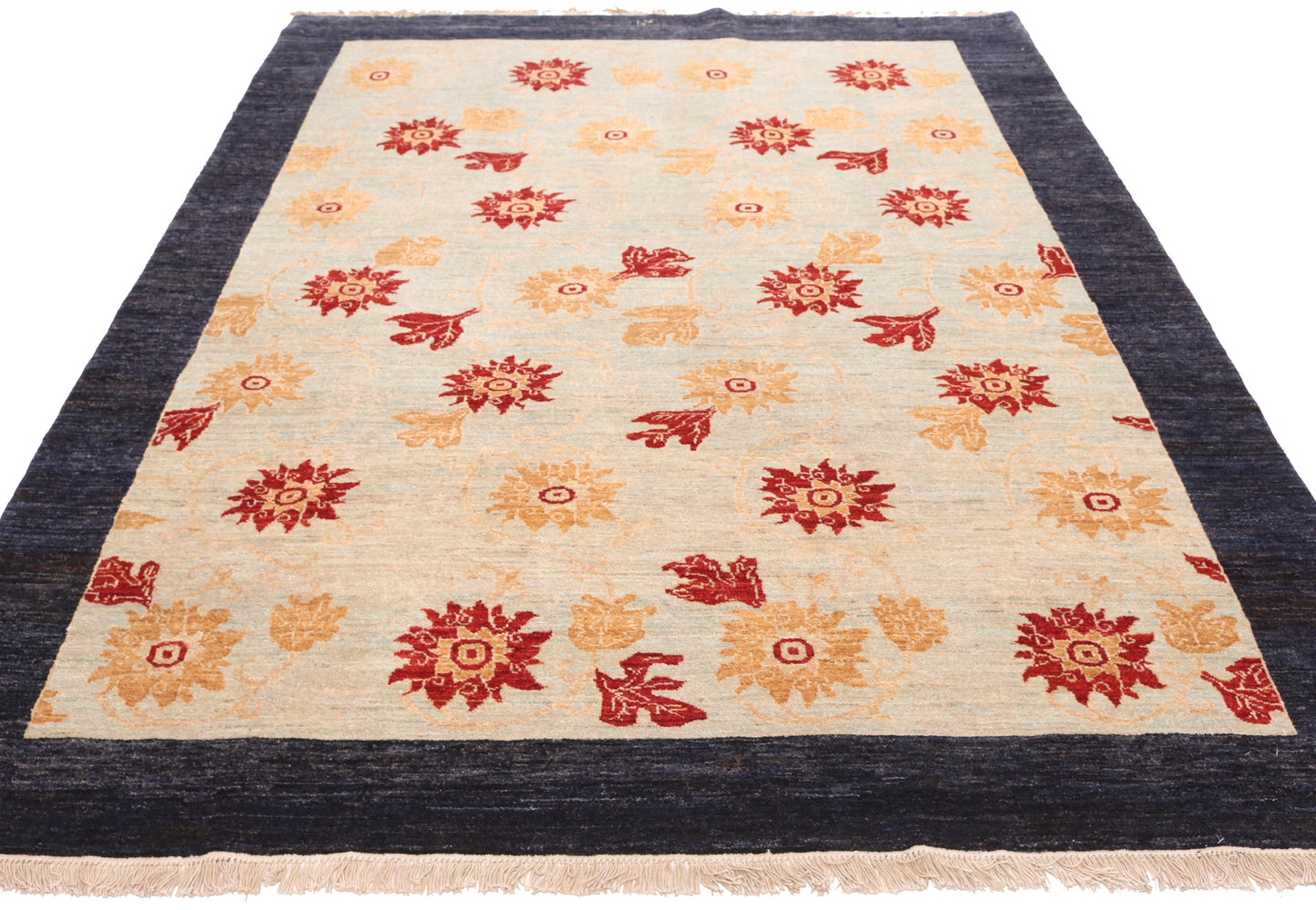 Decorative rug with floral pattern on a white background