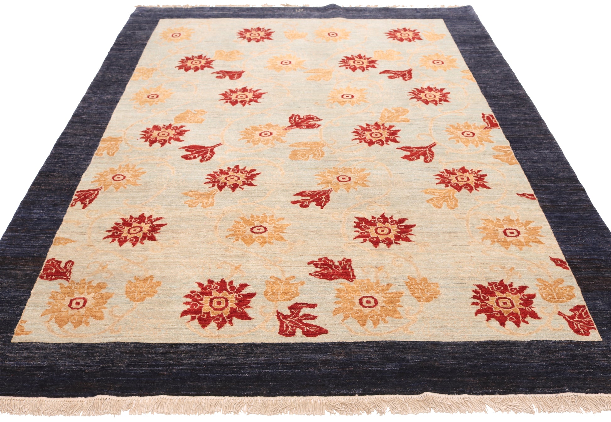 Decorative rug with floral pattern on a white background