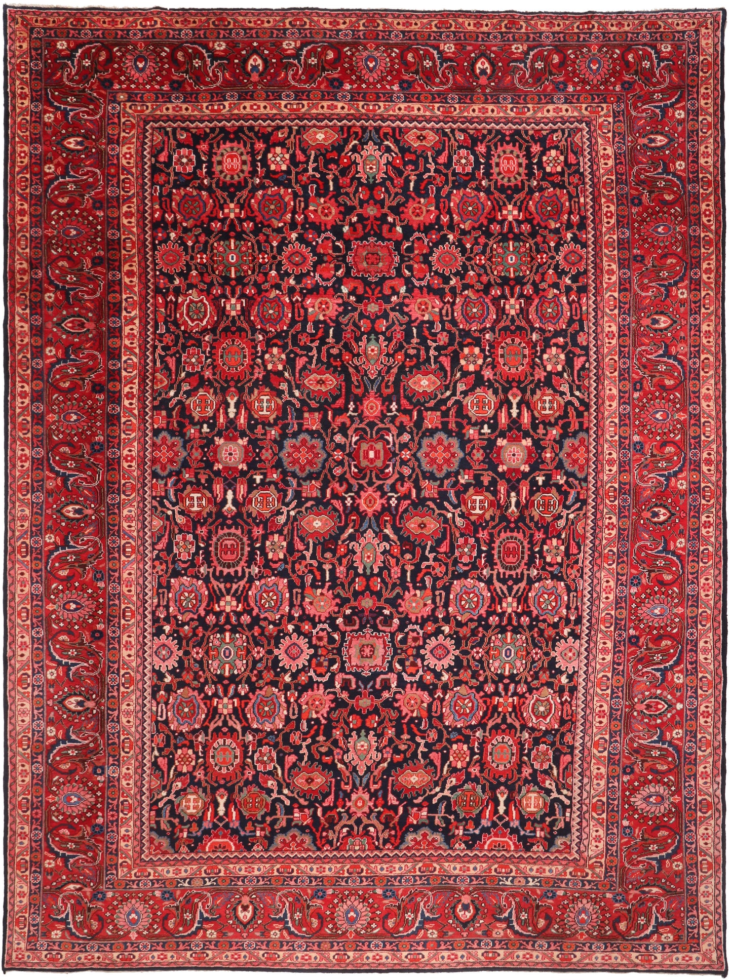 Decorative red and black patterned rug