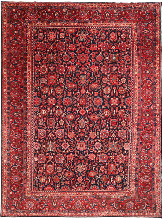 Decorative red and black patterned rug